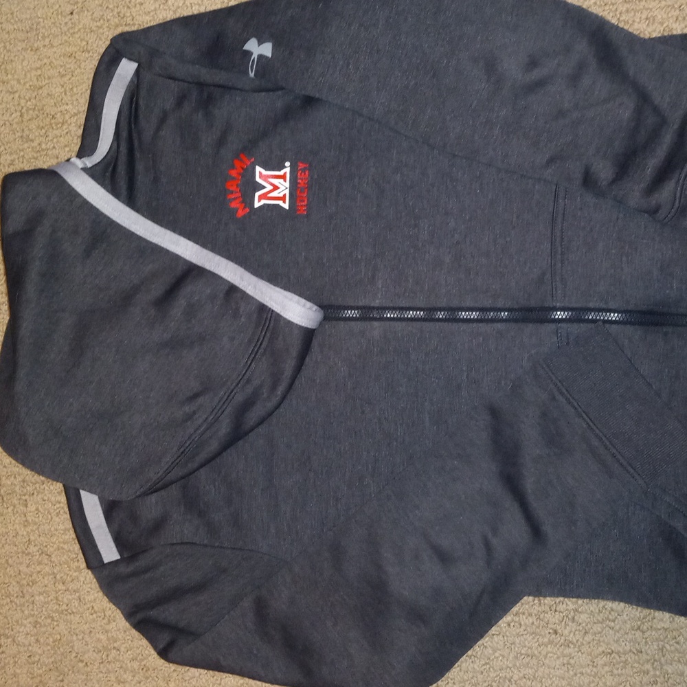 Miami University of Ohio Under Armour zip-up hoodie grey